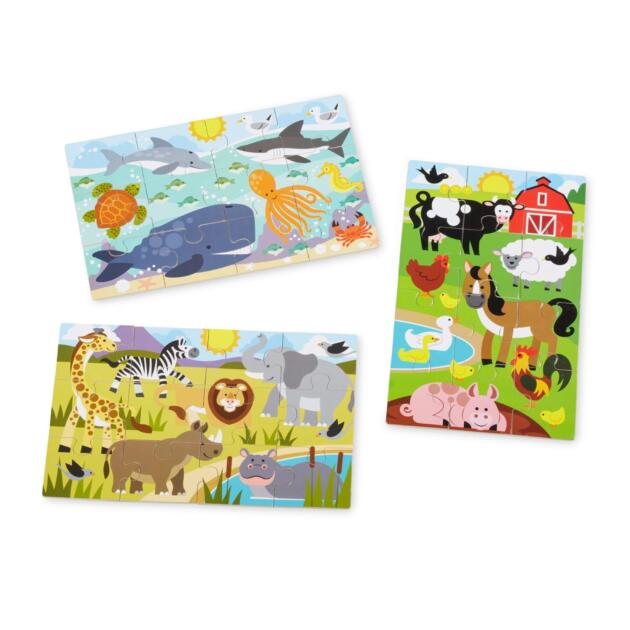 Melissa & Doug Jigsaw Puzzle - Amazing Animals - 12 piece puzzle x 3