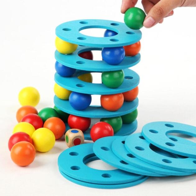 Wooden Rainbow Ball Tower